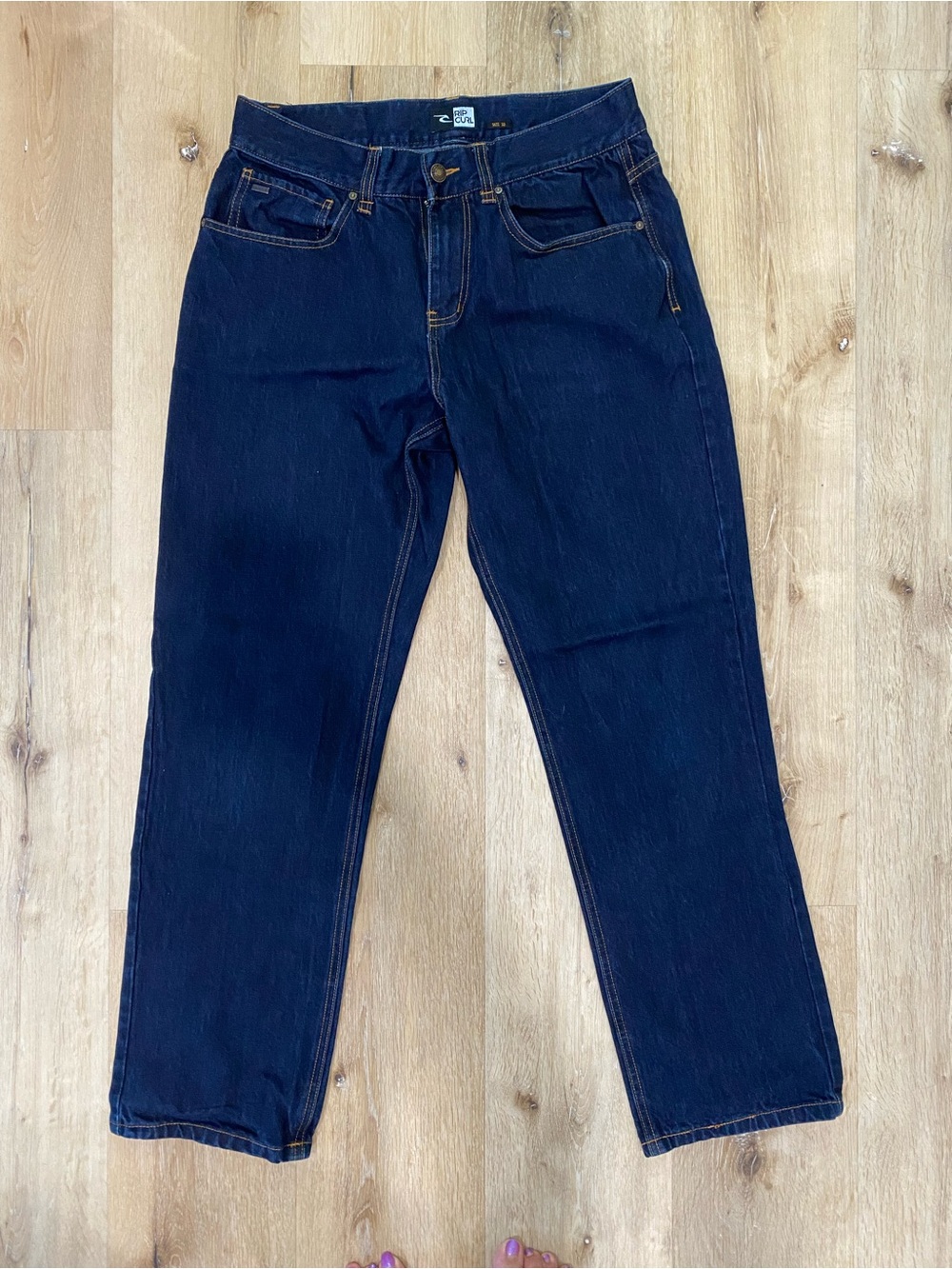 Rip Curl Men • Surf Dark Blue 100% Cotton Denim Jeans Straight Leg